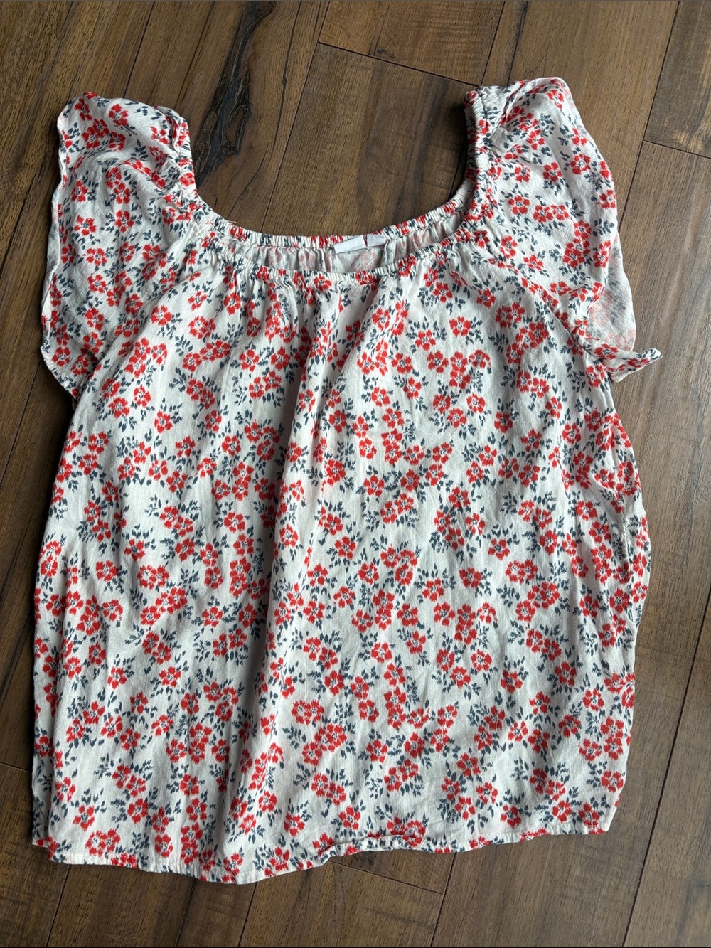GAP Cream Floral Blouse with Red and Blue Print